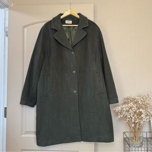 LL Bean | Women’s 100% Lambswool Forest Green A line Notch Collar Coat | Size 22